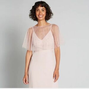 Modcloth Pink Sheer Overlay Blush Dress